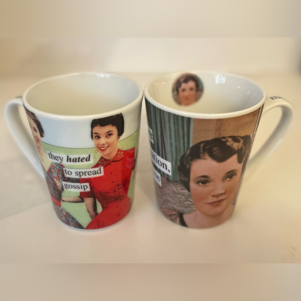 Retro-Inspired Ann Taintor Ceramic Mugs with Vintage Art